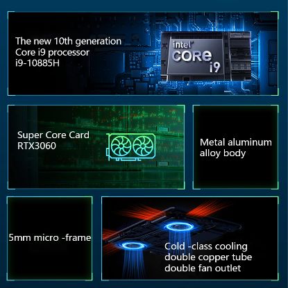 Picture of Core i9-10885h eight core+6G independent display 16-inch notebook computer office business game book