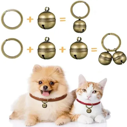 Picture of Small Bell Flat Ring Handicraft Necklace Accessories Key Rings Pet Tracker DIY For Christmas Tree Cat Bell Key Ring Jingling Bells Pet Pendant