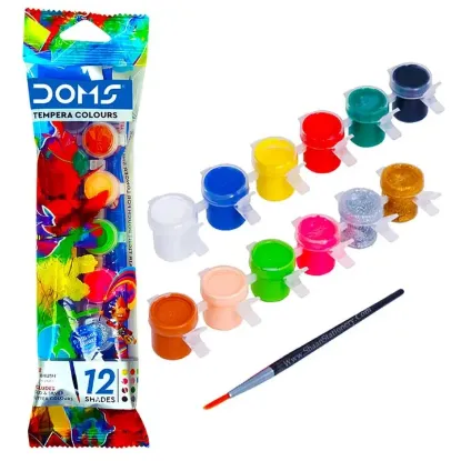 Picture of Doms Tempera Water Color | 12 Shades | Gold & Silver Included | Bright & Smooth Painting With Free Brush