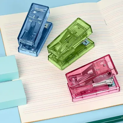 Picture of Office Bookbinding Supplies Mini Mini Stapler with 1000 Staples Multifunction Office Binding Tools Transparent Durable Paper Binder Set Paper Binding