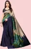Picture of Floral Print Kalamkari Art Silk Saree (Blue)