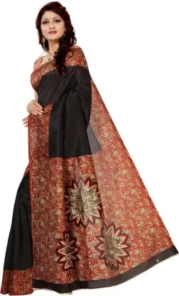 Picture of Printed Manipuri Art Silk Saree (Black)