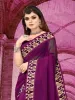 Picture of Printed Banarasi Lycra Blend, Chiffon Saree (Purple)