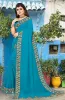 Picture of Printed Banarasi Lycra Blend, Chiffon Saree (Light Blue)