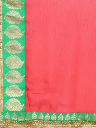 Picture of Temple Border Bollywood Chiffon Saree (Red)
