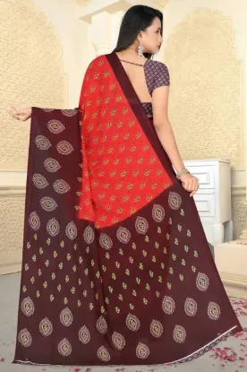 Picture of Printed Daily Wear Georgette Saree (Red, Brown)