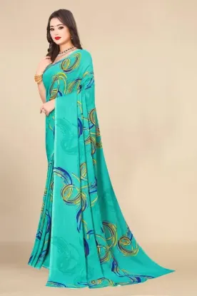 Picture of Digital Print Daily Wear Georgette Saree (Green)