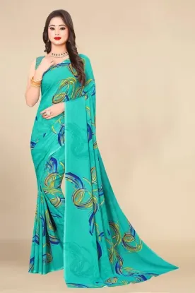 Picture of Digital Print Daily Wear Georgette Saree (Green)