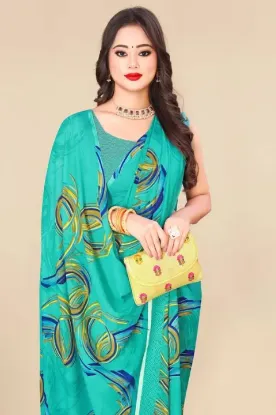 Picture of Digital Print Daily Wear Georgette Saree (Green)