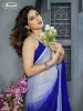 Picture of Embellished, Striped, Self Design Leheria Satin Saree (Blue, Grey)