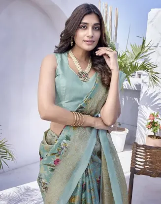 Picture of Printed Daily Wear Art Silk Saree (Blue)