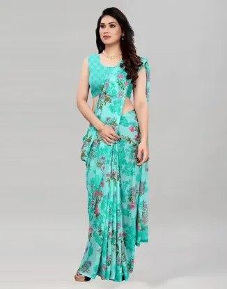 Picture of Printed Daily Wear Chiffon, Georgette Saree (Blue)