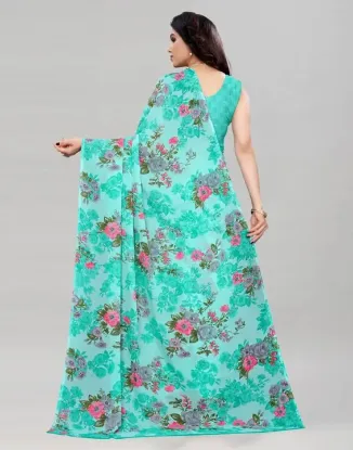 Picture of Printed Daily Wear Chiffon, Georgette Saree (Blue)