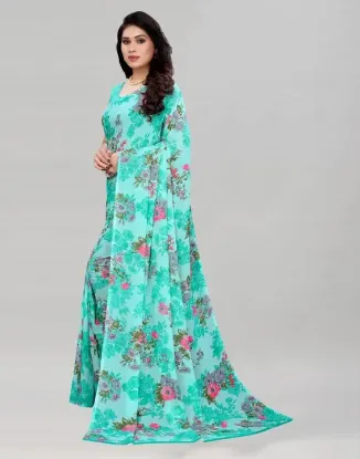 Picture of Printed Daily Wear Chiffon, Georgette Saree (Blue)