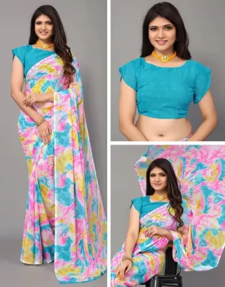 Picture of Printed Daily Wear Chiffon, Georgette Saree (Multicolor)