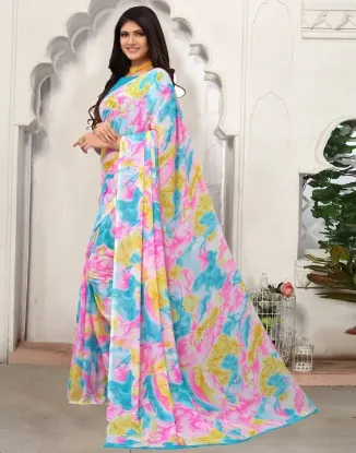 Picture of Printed Daily Wear Chiffon, Georgette Saree (Multicolor)