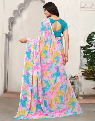 Picture of Printed Daily Wear Chiffon, Georgette Saree (Multicolor)