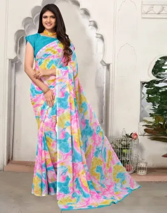 Picture of Printed Daily Wear Chiffon, Georgette Saree (Multicolor)