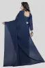 Picture of Dyed Daily Wear Georgette Saree (Blue)