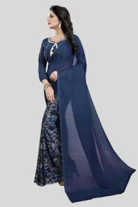 Picture of Dyed Daily Wear Georgette Saree (Blue)