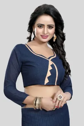 Picture of Dyed Daily Wear Georgette Saree (Blue)