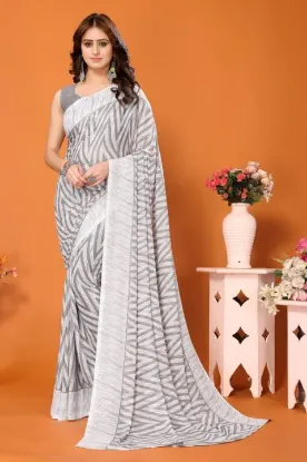 Picture of Geometric Print Daily Wear Georgette Saree (Grey)