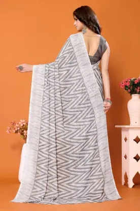 Picture of Geometric Print Daily Wear Georgette Saree (Grey)