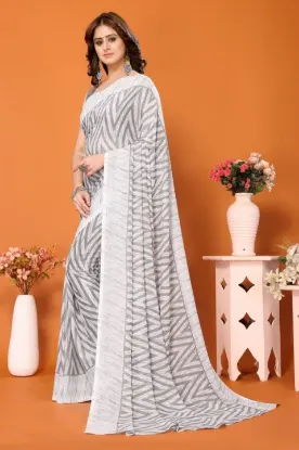 Picture of Geometric Print Daily Wear Georgette Saree (Grey)