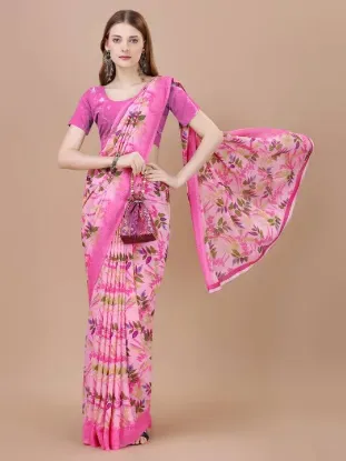Picture of Floral Print, Printed Daily Wear Georgette Saree (Pink)