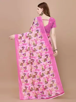 Picture of Floral Print, Printed Daily Wear Georgette Saree (Pink)