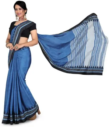 Picture of Printed Daily Wear Silk Blend Saree (Blue)