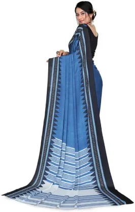 Picture of Printed Daily Wear Silk Blend Saree (Blue)