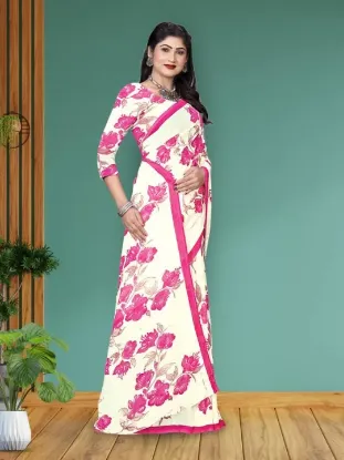 Picture of Floral Print Bollywood Georgette Saree (Pink)