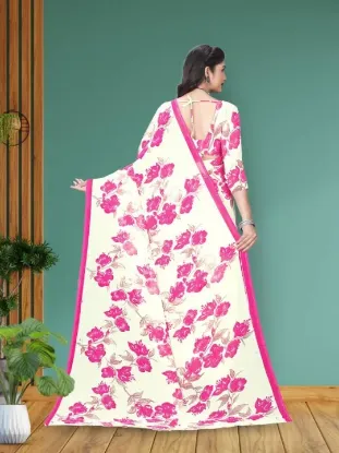 Picture of Floral Print Bollywood Georgette Saree (Pink)