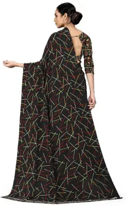 Picture of Printed, Floral Print Daily Wear Georgette Saree (Black)