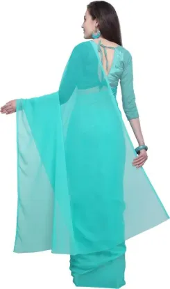 Picture of Solid/Plain Bollywood Georgette Saree (Light Blue)