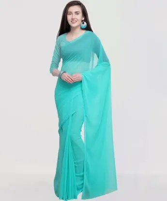 Picture of Solid/Plain Bollywood Georgette Saree (Light Blue)