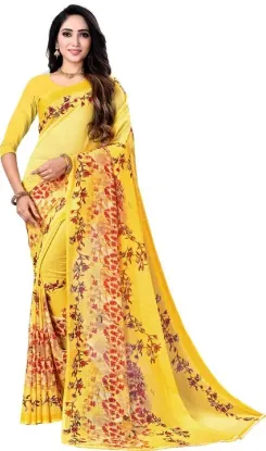 Picture of Fancy Georgette Floral Printed Saree Women's Indian Ethnic Wear Anarkali Style Partywear Dress
