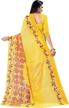 Picture of Fancy Georgette Floral Printed Saree Women's Indian Ethnic Wear Anarkali Style Partywear Dress