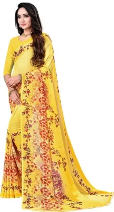 Picture of Fancy Georgette Floral Printed Saree Women's Indian Ethnic Wear Anarkali Style Partywear Dress