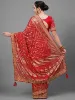 Picture of Red & Gold-Toned Woven Design Bandhani Saree For Wedding