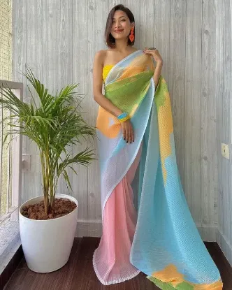 Picture of Soft Pure Georgette With Digital Print Celebrity Saree