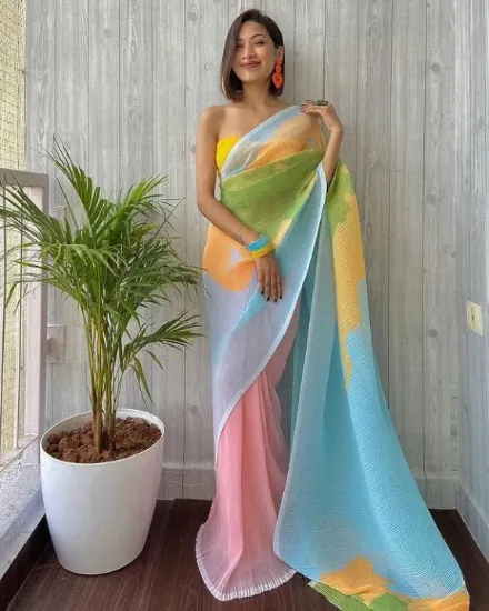 Picture of Soft Pure Georgette With Digital Print Celebrity Saree