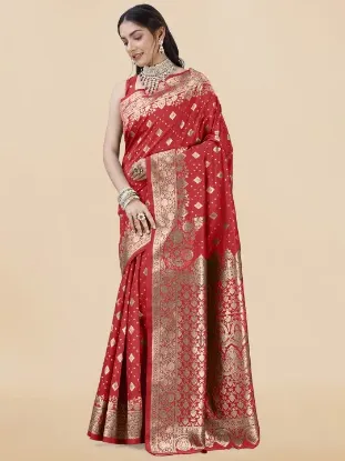 Picture of Ethnic Motifs Woven Designed Zari Banarasi Saree