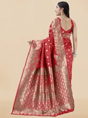 Picture of Ethnic Motifs Woven Designed Zari Banarasi Saree