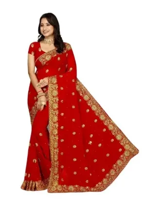 Picture of Heavy Embroidery Work With Full Diamond(stone) Handwork Saree