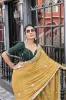 Picture of Embroidered, Embellished Bollywood Silk Blend Saree (Yellow)