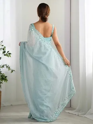 Picture of Women's Georgette Embellished Saree With Unstitched Blouse