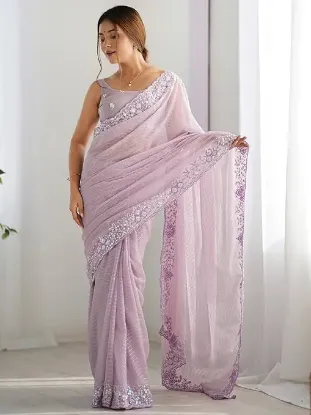 Picture of Women's Georgette Embellished Saree With Unstitched Blouse