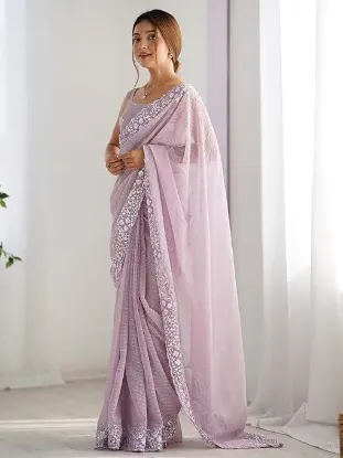 Picture of Women's Georgette Embellished Saree With Unstitched Blouse